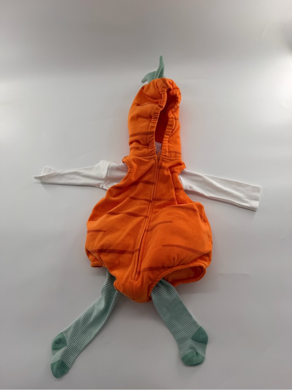 Carter's Orange Carrot Hooded Green Stem Striped Tights Halloween Costume 6-9m